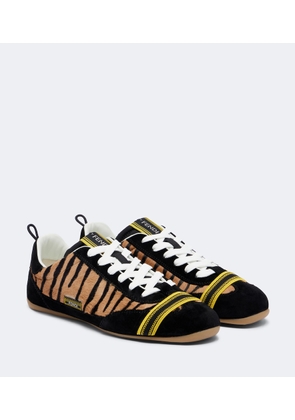 Fendi Wrap suede-trimmed calf hair sneakers