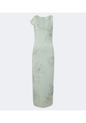 Oscar de la Renta Floral applique wool-blend midi dress