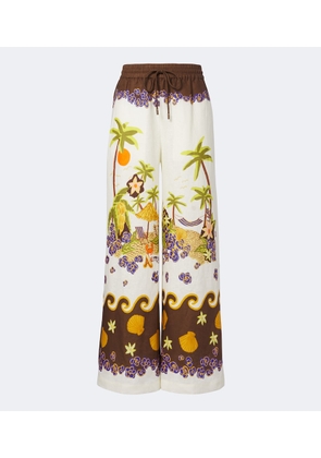 Alemais Island Cove printed linen wide-leg pants