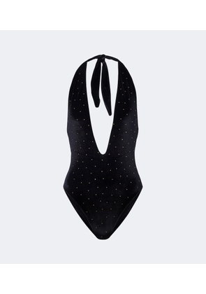Balmain Embellished velvet swimsuit