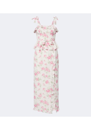 Alessandra Rich Bow-detail floral ruffled silk midi dress