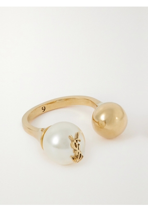 SAINT LAURENT - Cassandre Gold-tone Pearl-like Ring - 5,6,7,8