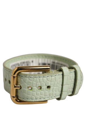 Dolce & Gabbana Green Embossed Leather Gold Buckle Belt Strap Bracelet