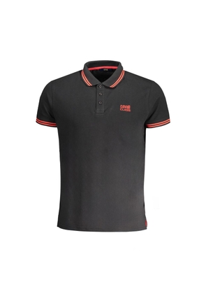 Cavalli Class Black Cotton Men Polo Shirt - L