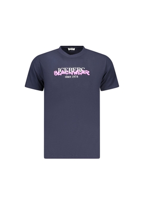 Iceberg Neon Blue Cotton Mens T-Shirt - M