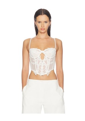 HAELO Wing Lace Crop Corset in White. Size S. Also in XS, XXS, M, L, XL.