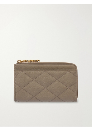 SAINT LAURENT - Quilted Textured-leather Wallet - Brown - One size