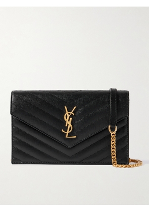 SAINT LAURENT - Cassandre Matelassé Textured-leather Shoulder Bag - Black - One size