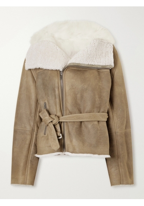 Rick Owens - Belted Shearling-trimmed Suede Jacket - Multi - One size