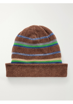 Maison Margiela - Stripped Cotton And Wool-blend Beanie - Brown - Small,Medium,Large