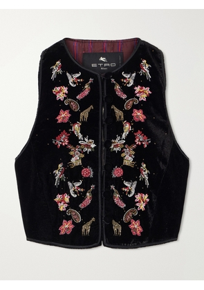 Etro - Bead-embellished Cropped Velvet Vest - Black - IT36,IT38,IT40,IT42,IT44,IT46,IT48