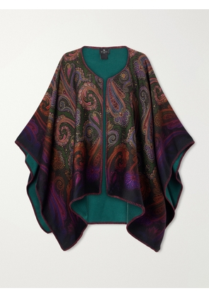 Etro - Reversible Paisley-jacquard Wool-blend Cape - Green - One size