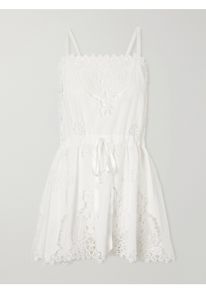Miguelina - Brielle Guipure Lace-trimmed Cotton-blend Playsuit - White - x small,small,medium,large