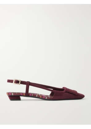 Roger Vivier - 25 Suede Slingback Ballet Flats - Burgundy - IT35,IT36,IT36.5,IT37,IT37.5,IT38,IT38.5,IT39,IT39.5,IT40,IT40.5,IT41,IT41.5,IT42