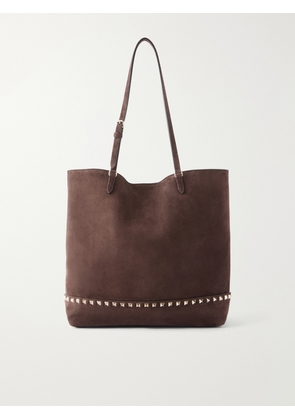 Valentino Garavani - Rockstud Medium Suede Tote - Brown - One size