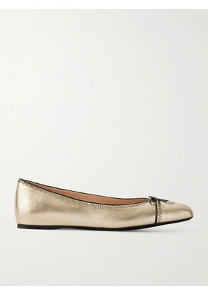 Valentino Garavani - Vlogo Bow-embellished Metallic Leather Ballet Flats - IT36,IT36.5,IT37,IT37.5,IT38,IT38.5,IT39,IT39.5,IT40,IT40.5,IT41,IT42