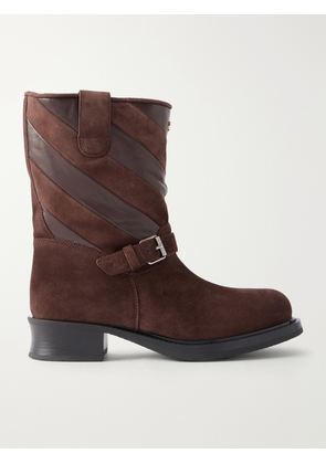 Valentino Garavani - Rayons 40 Leather-trimmed Suede Ankle Boots - Brown - IT36,IT37,IT37.5,IT38,IT38.5,IT39,IT39.5,IT40,IT40.5,IT41