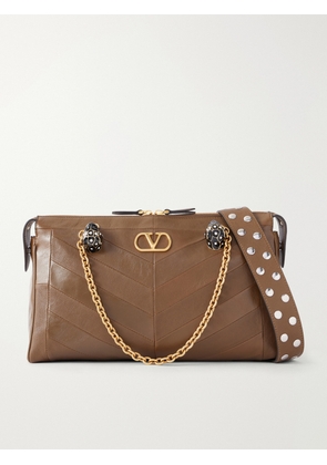 Valentino Garavani - Panthea Embellished Leather Medium Shoulder Bag - Brown - One size