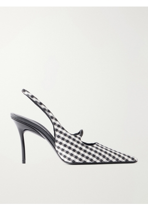Alaïa - 90 Checked Leather-trimmed Canvas Slingback Pumps - Multi - IT35,IT36,IT37,IT38,IT39,IT40,IT41