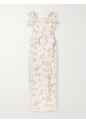 Alessandra Rich - Ruffled Floral-print Silk Dress - Pink - IT36,IT38,IT40,IT42,IT44,IT46