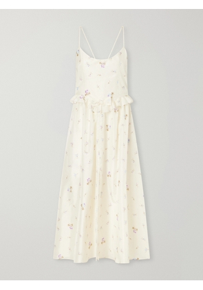 Alessandra Rich - Floral-print Silk-taffeta Midi Dress - White - IT38,IT40,IT42,IT44,IT46