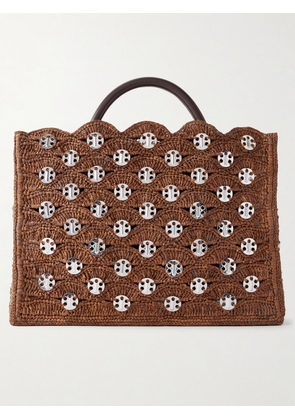 RABANNE - Embellished Sac A Main Raffia Tote Bag - Brown - One size