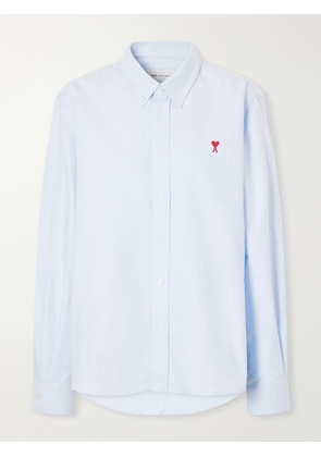 AMI PARIS - Adc Embroidered Cotton Oxford Shirt - Blue - xx small,x small,small,medium,large,x large,xx large