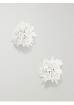 Oscar de la Renta - Bead-embellished Clip Earrings - White - One size
