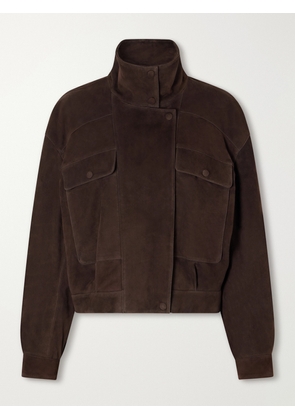 Nour Hammour - Quincy Paneled Suede Jacket - Brown - x small,small,medium,large,x large