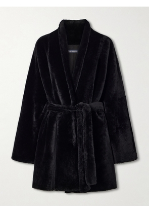 Nour Hammour - Paneled Shearling Coat - Black - x small,small,medium,large,x large