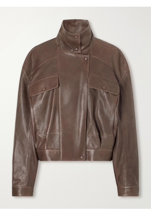Nour Hammour - Quincy Paneled Leather Jacket - Brown - x small,small,medium,large,x large