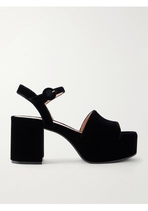Gianvito Rossi - Carol Velvet Platform Open-toed Sandal - Black - IT36,IT36.5,IT37,IT37.5,IT38,IT38.5,IT39,IT39.5,IT40,IT40.5,IT41,IT41.5,IT42