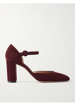 Gianvito Rossi - 85 Suede Mary Jane Pumps - Burgundy - IT35,IT36,IT36.5,IT37,IT37.5,IT38,IT38.5,IT39,IT39.5,IT40,IT40.5,IT41,IT41.5,IT42