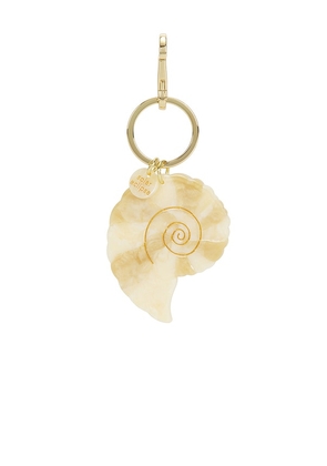 Solar Eclipse Hand-painted Spiral Shell Bag Charm & Keychain in White.