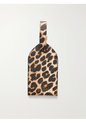 Smythson - Panama Leopard-print Leather Luggage Tag - Animal Print - One size