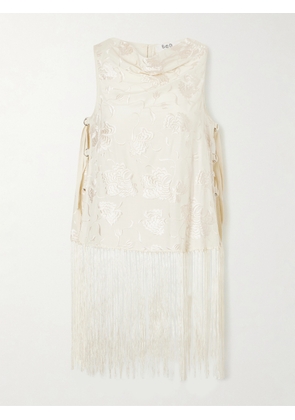 Sea - Priscilla Floral-embroidered Fringed Crepe Vest - Neutrals - x small,small,medium,large,x large