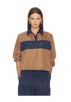 Rag & Bone Taffeta Rugby Shirt in Brown. Size XS. Also in S, M, L.