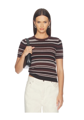 Rag & Bone Karina Stripe Short Sleeve in Brown. Size XS. Also in S, M, L.