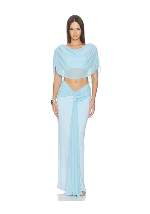 SNDYS Marnie Reversible Maxi Dress in Baby Blue. Size XXS. Also in XS, S, M, L, XL, XXL.
