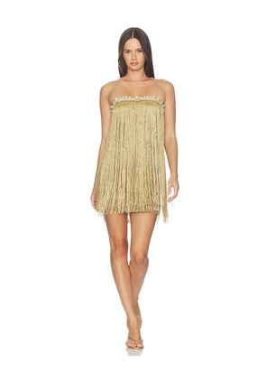 PatBO Aurea Crochet Mini Dress in Metallic Gold. Size 0. Also in 2, 4, 6, 8, 10, 12.