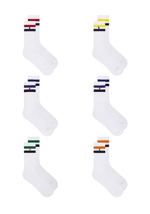Polo Ralph Lauren Core Stripes Crew Socks 6-Pack in White.