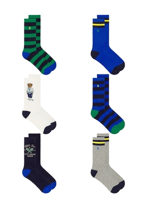 Polo Ralph Lauren Polo Athletic Bear Socks 6-Pack in Multi.
