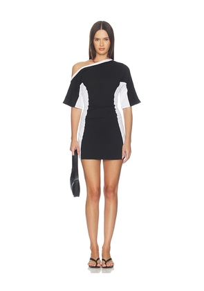 SNDYS Orsino Off Shoulder Mini Dress in Black & White. Size XXS. Also in XS, S, M.