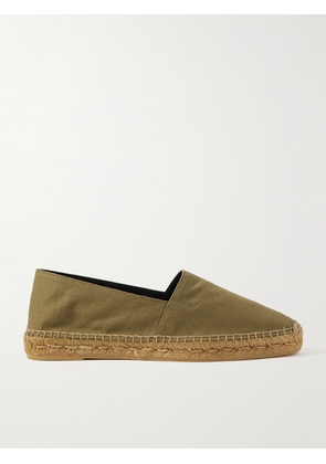 SAINT LAURENT - Collapsible-Heel Logo-Embroidered Twill Espadrilles - Men - Green - EU 40