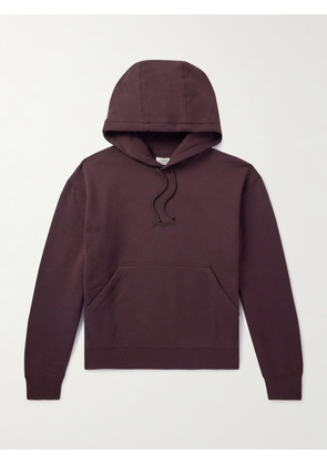 SAINT LAURENT - Logo-Embroidered Cotton-Jersey Hoodie - Men - Brown - XS