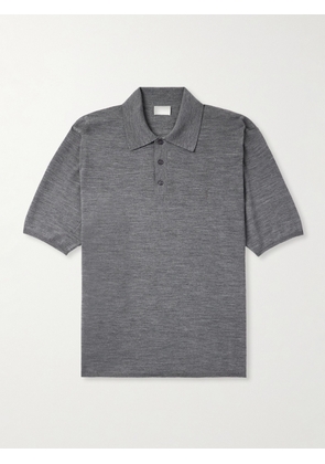 SAINT LAURENT - Cassandre Logo-Embroidered Wool Polo Shirt - Men - Gray - S