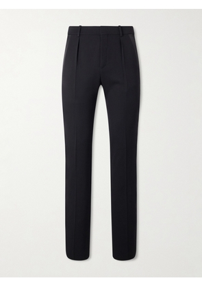 SAINT LAURENT - Slim-Fit Satin-Trimmed Grain De Poudre Wool Tuxedo Trousers - Men - Black - FR 46