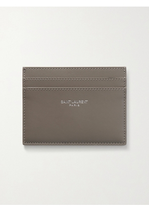 SAINT LAURENT - Logo-Print Leather Cardholder - Men - Gray