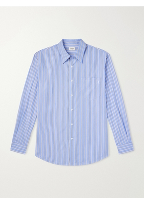 SAINT LAURENT - Logo-Embroidered Striped Cotton-Poplin Shirt - Men - Blue - EU 38