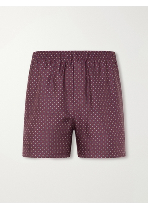 SAINT LAURENT - Straight-Leg Printed Silk-Satin Shorts - Men - Burgundy - S